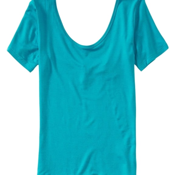 Aeropostale Womens Solid Double Scoop Basic T-Shirt, Green, Juniors, X-Large