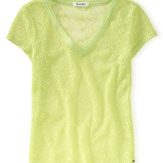 Aeropostale Womens Solid Lace Pullover Blouse, Green, X-Small