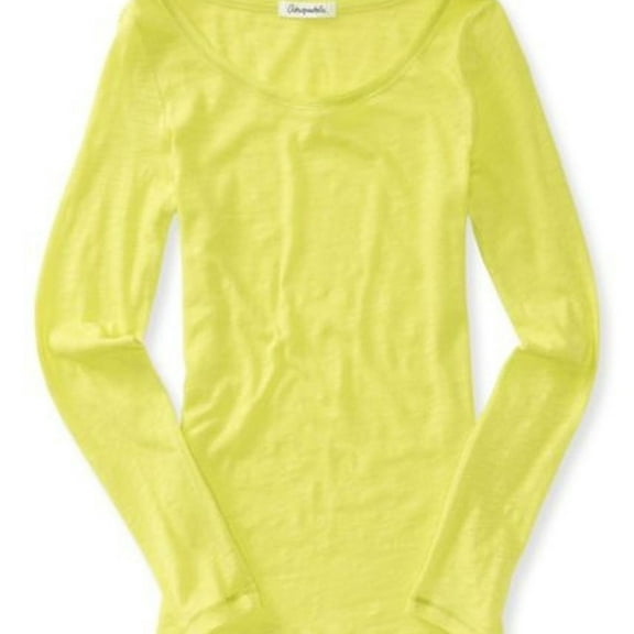 Aeropostale Womens Solid Ls Basic T-Shirt, Green, Large
