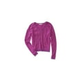 thumbnail image 1 of Aeropostale Womens Solid Ls Lattice Front Embellished T-Shirt, Purple, Juniors, Small, 1 of 1