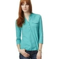 thumbnail image 1 of Aeropostale Womens Solid Popover Henley Shirt, Green, Juniors, Large, 1 of 3