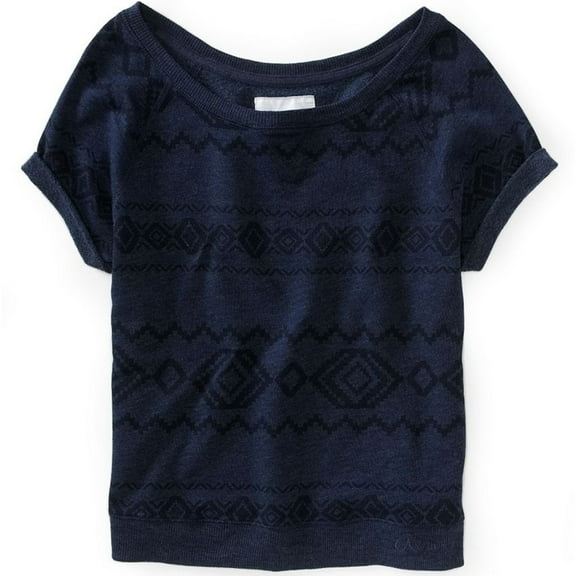 Aeropostale Womens Southwest Dolman Knit Sweater, Blue, Juniors, X-Large