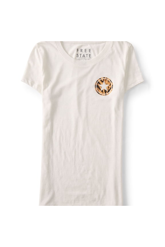 Aeropostale Womens Star Basic T-Shirt, White, Juniors, Small
