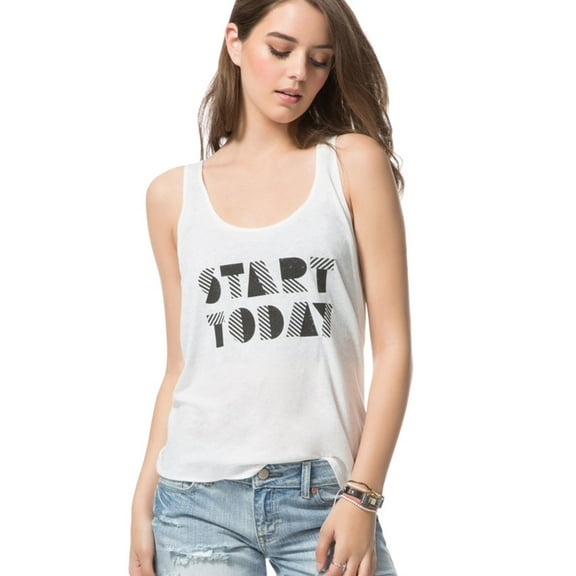 Aeropostale Womens Start Today Tank Top, White, Juniors, X-Large