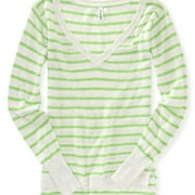 AEROPOSTALE Womens Stripe Knit Sweater, Green, Juniors, Small