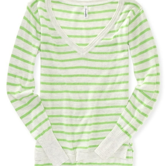 Aeropostale Womens Stripe Knit Sweater, Green, Juniors, Small