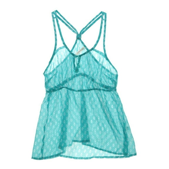 Aeropostale Womens Stripe Mesh Woven Racer Back Tank Top, Green, Juniors, Small