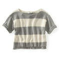 thumbnail image 1 of Aeropostale Womens Stripe Wide-fit Cropped Knit Sweater, Grey, Juniors, X-Small, 1 of 1