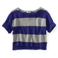 thumbnail image 1 of Aeropostale Womens Stripe Wide-fit Cropped Knit Sweater, Purple, Juniors, Small, 1 of 1