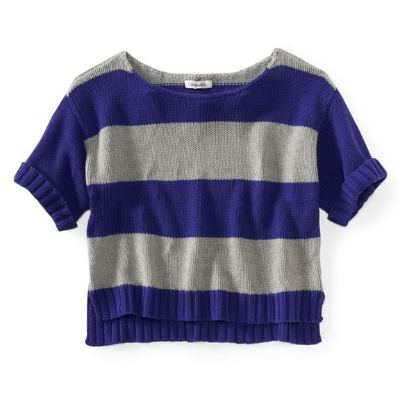 Aeropostale Womens Stripe Wide-fit Cropped Knit Sweater, Purple, Juniors, Small