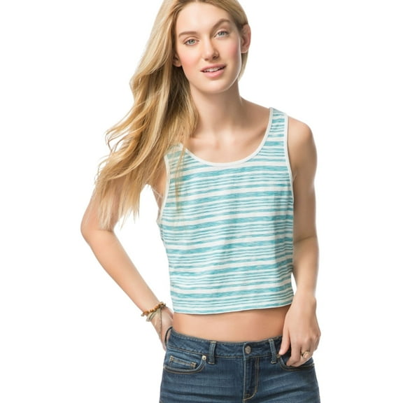 Aeropostale Womens Striped Boxy Cropped Tank Top, White, Juniors, X-Small