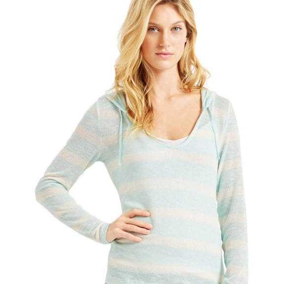 Aeropostale Womens Striped Hooded Sweater, Blue, Juniors, X-Large