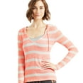 thumbnail image 1 of Aeropostale Womens Striped Hooded Sweater, Orange, Juniors, X-Large, 1 of 2
