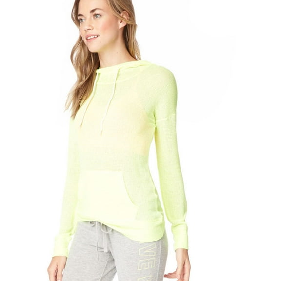 Aeropostale Womens Striped Knit Hoodie Sweatshirt, Yellow, Juniors, Large