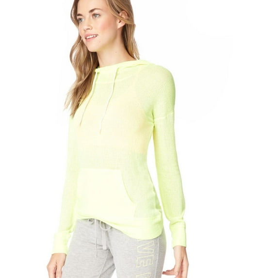 Aeropostale Womens Striped Knit Hoodie Sweatshirt, Yellow, Juniors, X-Large