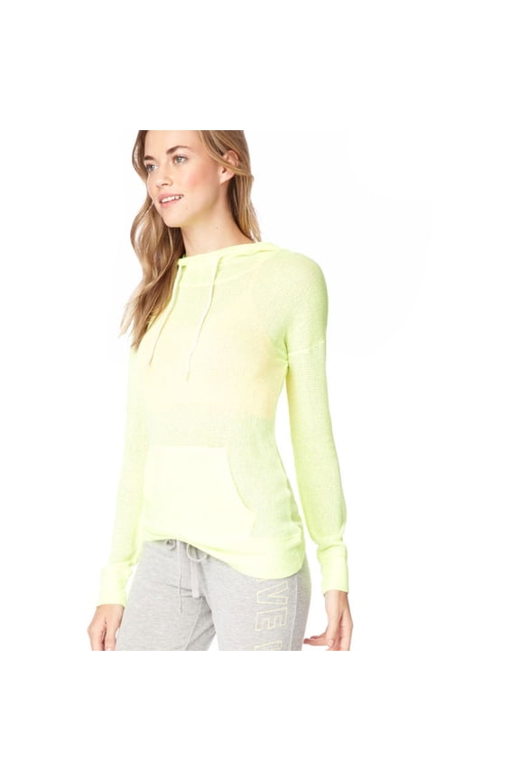 Aeropostale Womens Striped Knit Hoodie Sweatshirt, Yellow, Juniors, X-Large