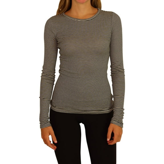 Aeropostale Womens Striped LS Graphic T-Shirt, Black, Juniors, Small