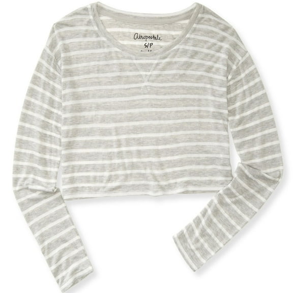 Aeropostale Womens Striped LS Graphic T-Shirt, White, Juniors, Large