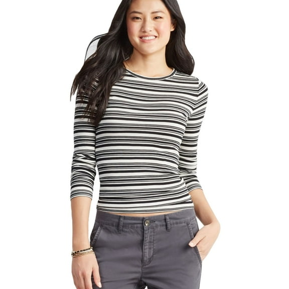 Aeropostale Womens Striped LS Pullover Sweater, Off-White, X-Small