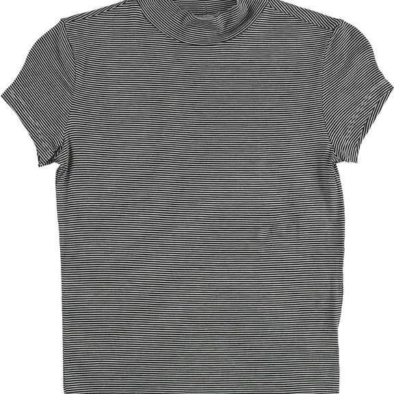 Aeropostale Womens Striped Mock Graphic T-Shirt, Black, Juniors, X-Small