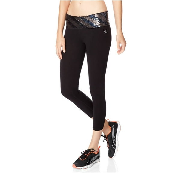 Aeropostale Womens Striped Sequined Yoga Pants, Black, Juniors, X-Small