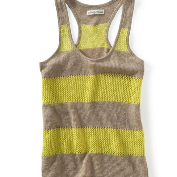 Aeropostale Womens Striped Tank Top, Beige, Juniors, X-Large