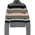 thumbnail image 1 of Aeropostale Womens Striped Turtleneck Pullover Sweater, Blue, Large, 1 of 2