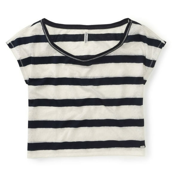 Aeropostale Womens Stripes Lace Pullover Blouse, Blue, Juniors, Medium
