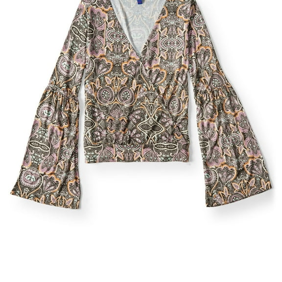 Aeropostale Womens Surplice Pullover Blouse, Multicoloured, Juniors, Medium