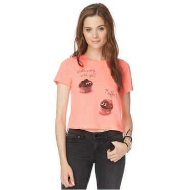 Aeropostale Womens Sweet Joke Graphic T-Shirt, Orange, Juniors, X-Large