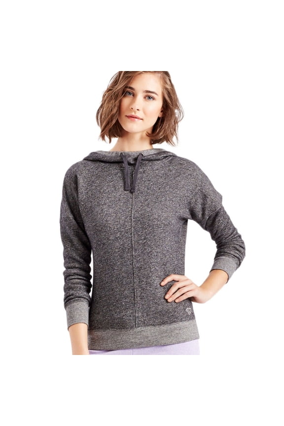 Aeropostale Womens Terry Popover Hoodie Sweatshirt, Black, Juniors, Large