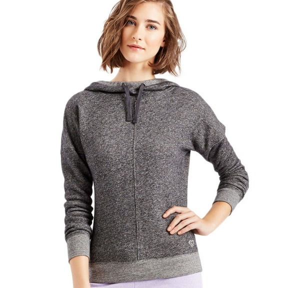 Aeropostale Womens Terry Popover Hoodie Sweatshirt, Black, Juniors, Medium