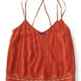 thumbnail image 1 of Aeropostale Womens Textured Cross-Lace Tank Top, Orange, Juniors, X-Large, 1 of 1