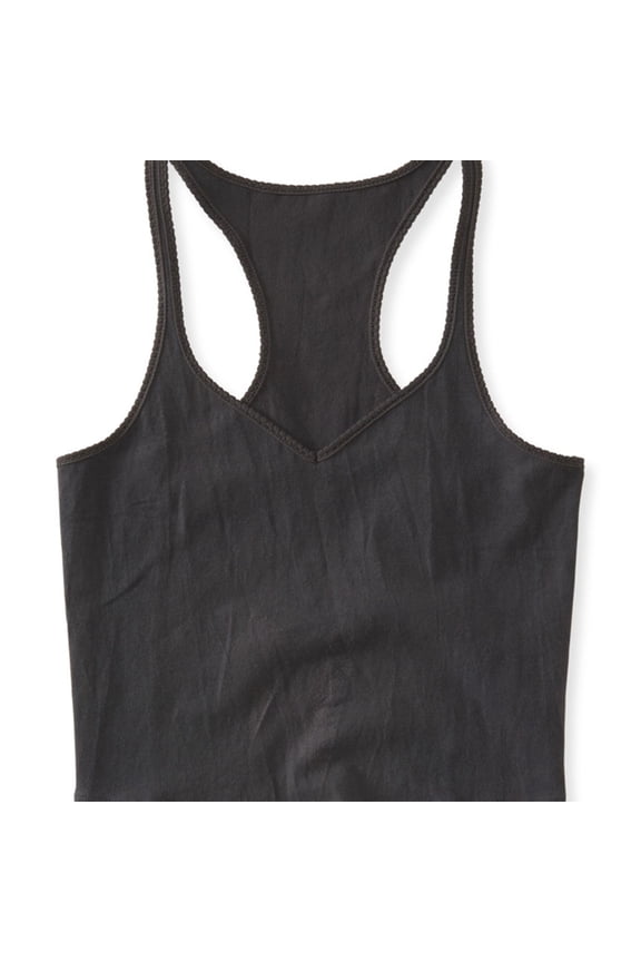 Aeropostale Womens Trimmed V-Neck Cami Tank Top, Black, Juniors, Large