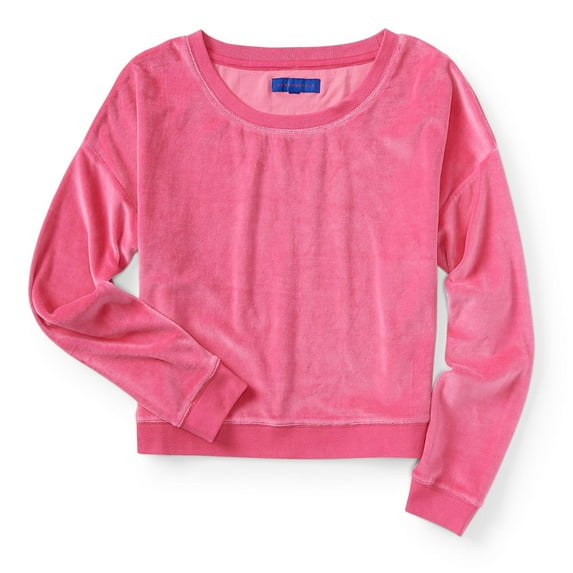 Aeropostale Womens Velour Sweatshirt, Pink, Juniors, Medium