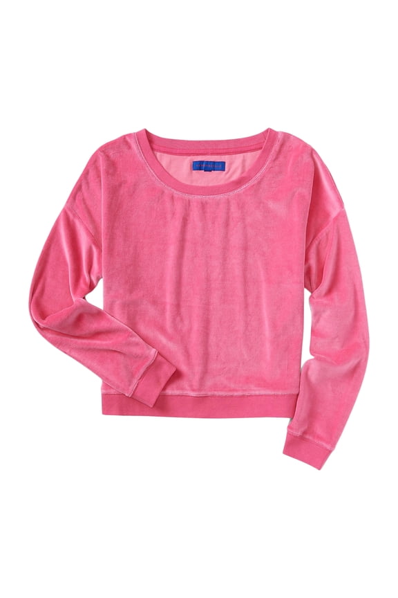 Aeropostale Womens Velour Sweatshirt, Pink, Juniors, X-Large