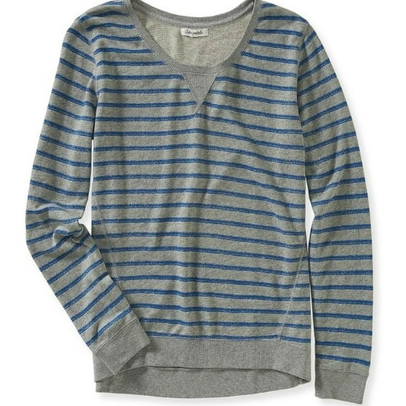 Aeropostale Womens Weathered Stripe Graphic T-Shirt, Grey, Juniors, Medium