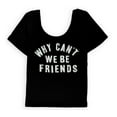thumbnail image 1 of Aeropostale Womens Why Can't We Be Friends Graphic T-Shirt, Black, Juniors, Large, 1 of 2