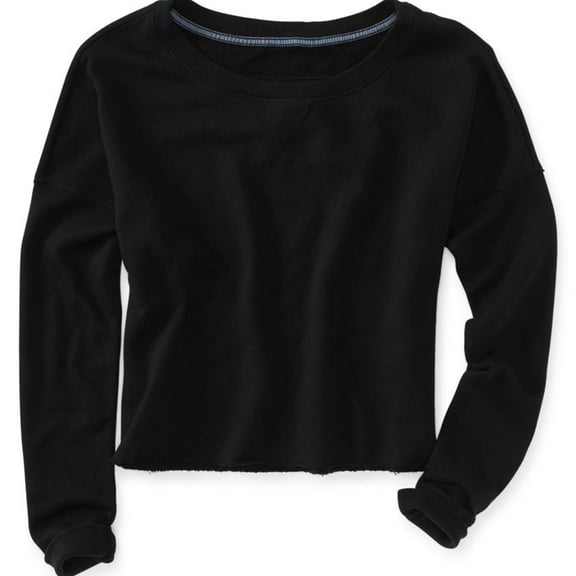 Aeropostale Womens Wide Cropped Crew Knit Sweater, Black, Juniors, X-Large