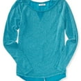 thumbnail image 1 of Aeropostale Womens Woven Back Soft Embellished T-Shirt, Blue, Juniors, Small, 1 of 1