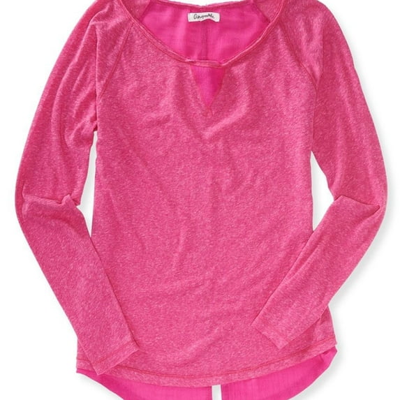 Aeropostale Womens Woven Back Soft Embellished T-Shirt, Pink, Juniors, Medium