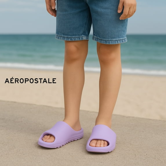 Aeropostale Youth Cloud Slide Sandals – Ultra-Soft EVA Cushion, Lightweight Slip-On Pool Shower Slides for Boys Girls in Lilac, Size 11