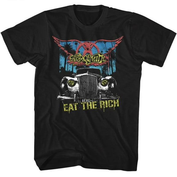 Aerosmith Eat The Rich Car Black Adult T-Shirt Xlt