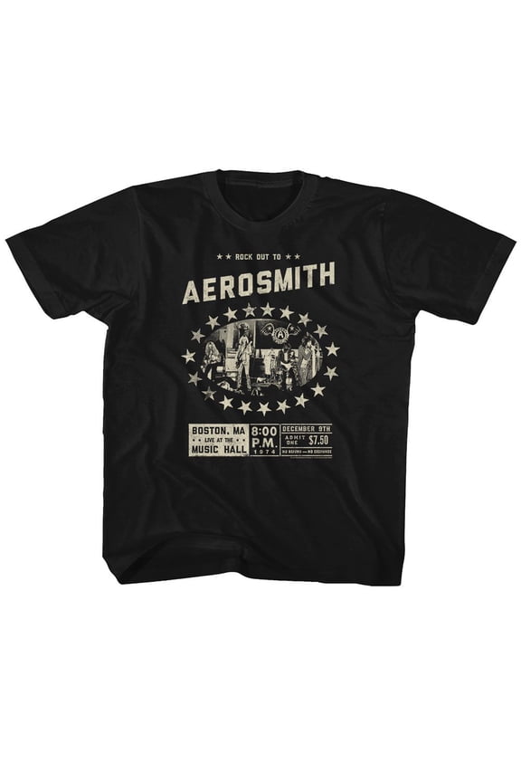 Aerosmith Boston Music Hall Black Youth T-Shirt M (10-12)