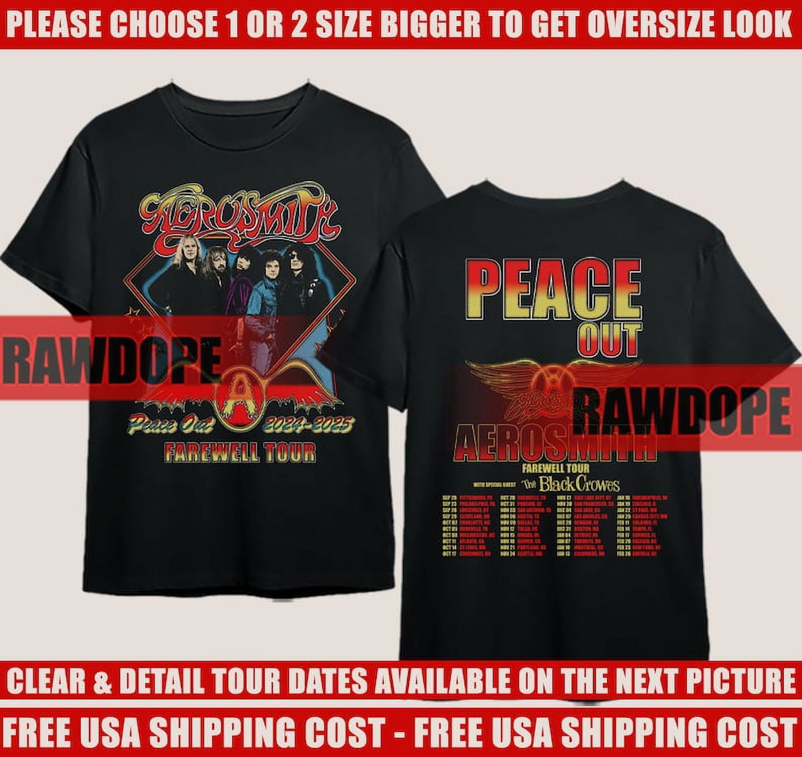 Aerosmith 20242025 Peace Out Tour TShirt Aerosmith Tour