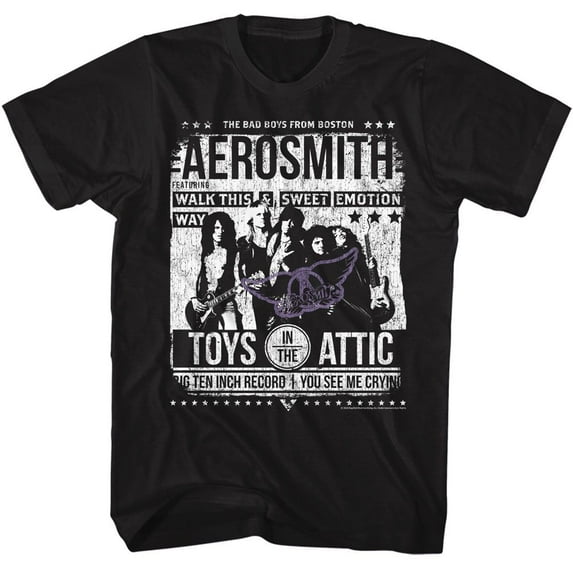 Aerosmith Aero Poster Black Adult T-Shirt 2Xlt