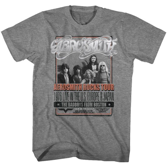 Aerosmith Badboys From Boston Graphite Heather Adult T-Shirt 5Xl