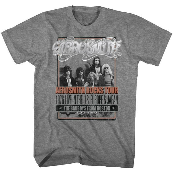 Aerosmith Badboys From Boston Graphite Heather Adult T-Shirt L