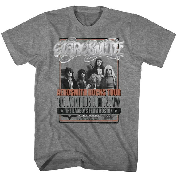 Aerosmith Badboys From Boston Graphite Heather Adult T-Shirt M
