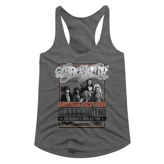 Aerosmith Badboys From Boston Graphite Heather Women's Racerback Tank Top 2Xl